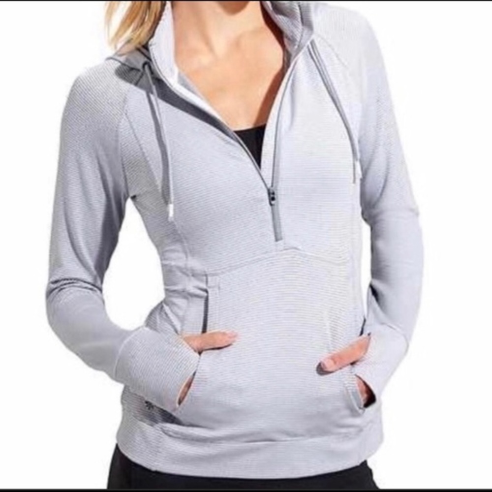 Athleta Black Heavenly Hail 1/2 Zip Hoodie…